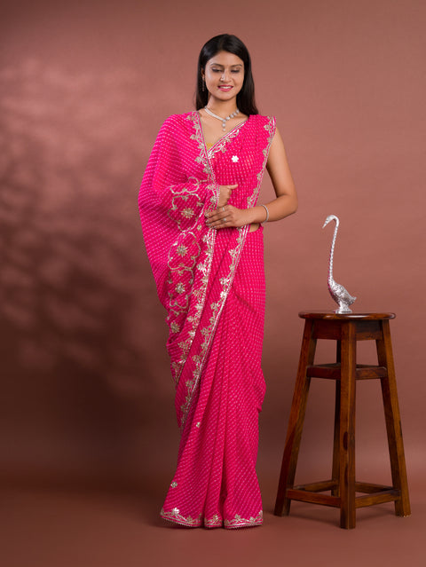 KcPc Special New One Rajwadi Leheriya With Gota Patti Handwork Mothra Saree  AMT