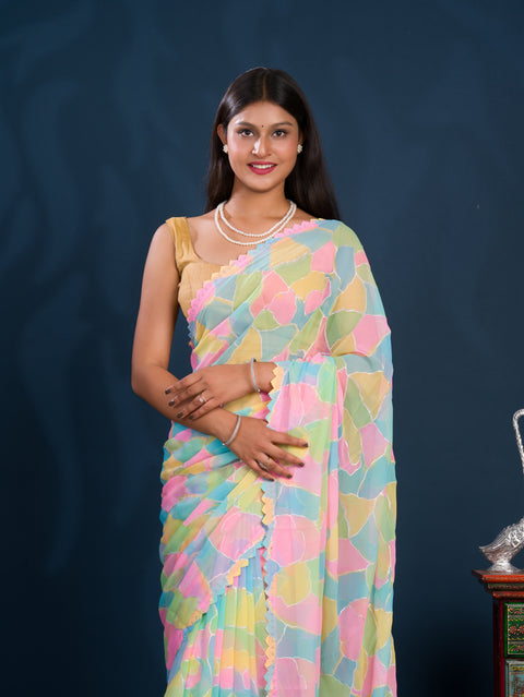 Party wear saree in multi colour under 1000