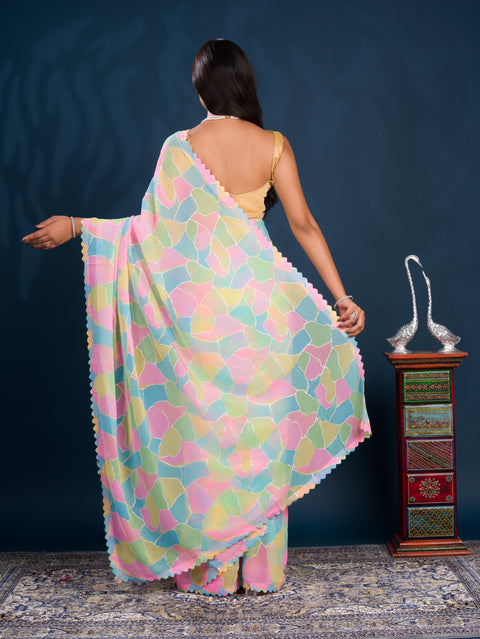 Party wear saree in multi colour under 1000