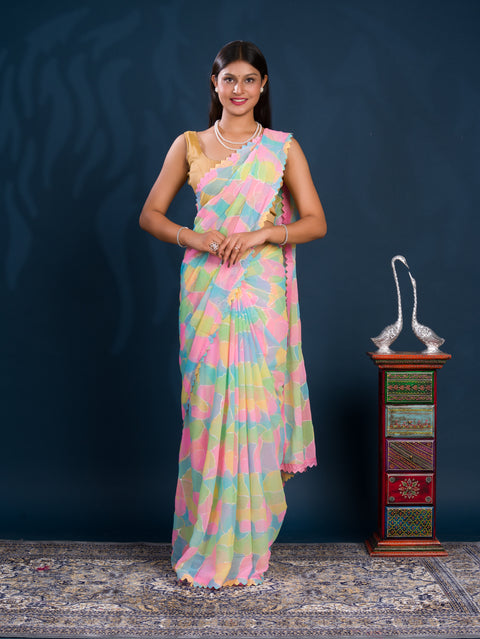 Party wear saree in multi colour under 1000