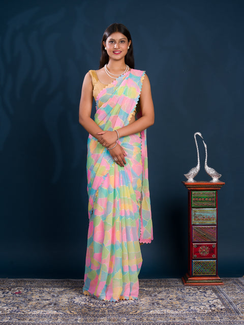 Party wear saree in multi colour under 1000