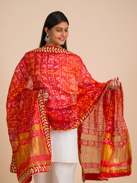 By Marwadi Gharchola Silk Bandhani Chunri Dupatta