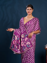 By New Leheriya Crepe Silk Saree With Gotapatti Border