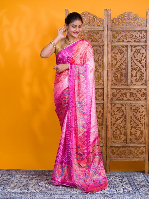 KcPc New Elegant Kalamkari Printed Crepe Silk Saree GAN