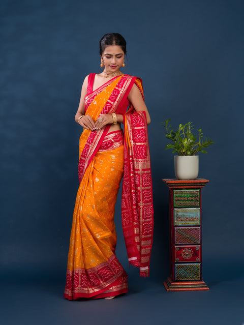 KcPc New Latest Dola silk Bandhani Saree with Foil print Saree SWA