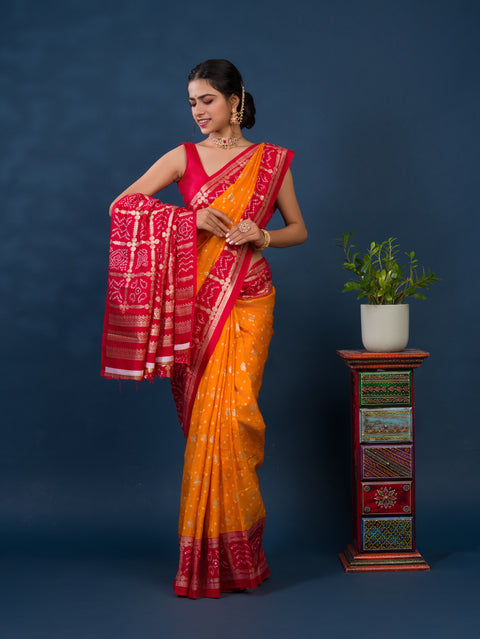 KcPc New Latest Dola silk Bandhani Saree with Foil print Saree SWA