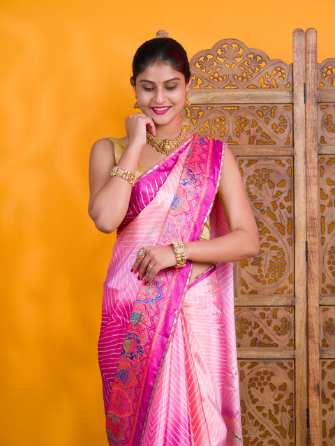 KcPc New Elegant Kalamkari Printed Crepe Silk Saree GAN