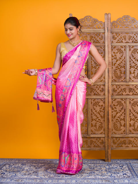 KcPc New Elegant Kalamkari Printed Crepe Silk Saree GAN