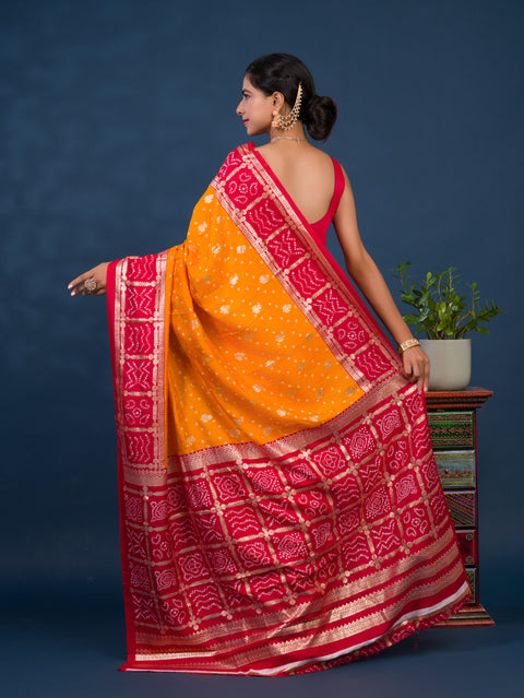 KcPc New Latest Dola silk Bandhani Saree with Foil print Saree SWA