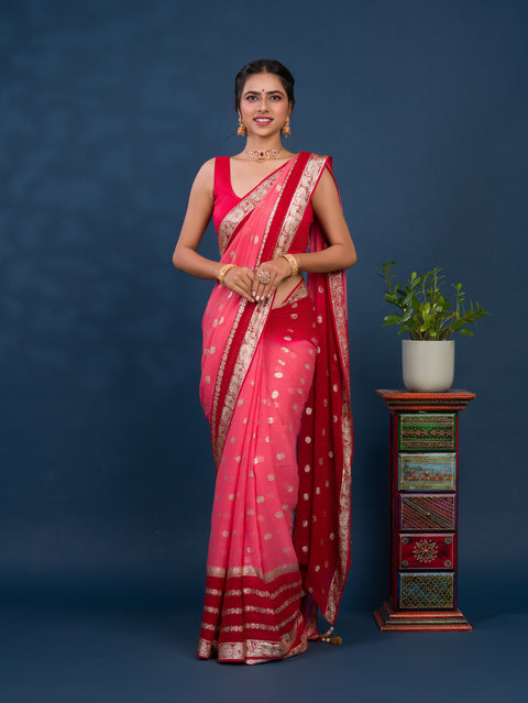 KcPc Pure Georgette Jaipuri Tie Dye Zari Weaving Saree