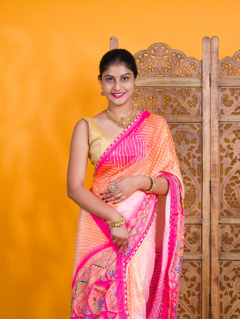 KcPc New Crepe Silk Kalamkari Style Saree for Casual Wear GAN