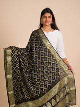 By Pure Georgette Banarasi Bandhani Dupatta Black