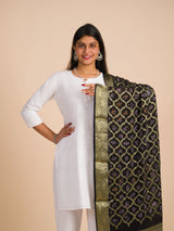 By Pure Georgette Banarasi Bandhani Dupatta Black