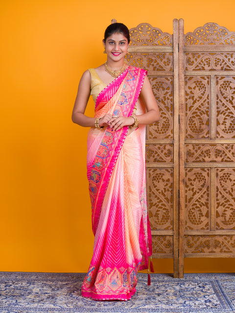 KcPc New Crepe Silk Kalamkari Style Saree for Casual Wear GAN