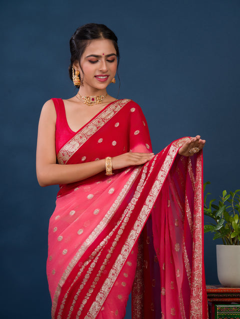 KcPc Pure Georgette Jaipuri Tie Dye Zari Weaving Saree