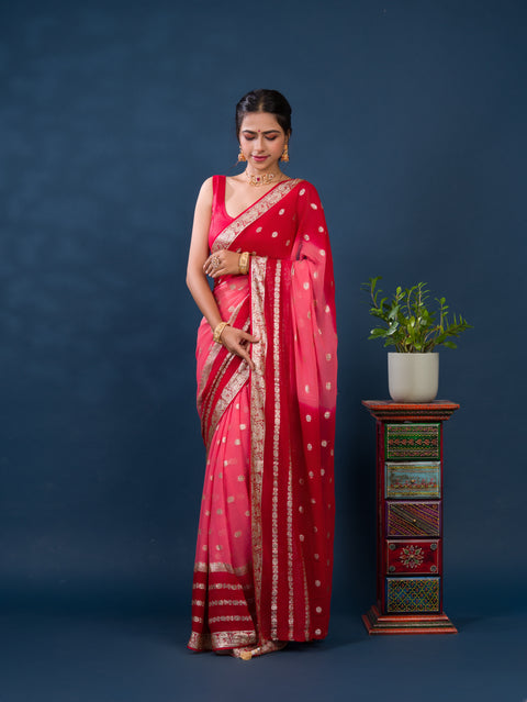 KcPc Pure Georgette Jaipuri Tie Dye Zari Weaving Saree