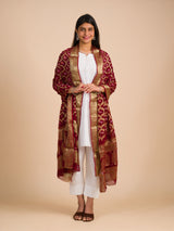 By Banarasi Bandhani Dupatta Mehroon