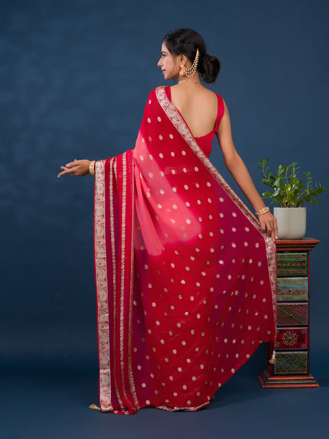 KcPc Pure Georgette Jaipuri Tie Dye Zari Weaving Saree