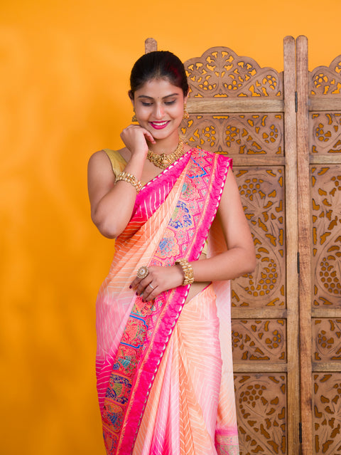 KcPc New Crepe Silk Kalamkari Style Saree for Casual Wear GAN