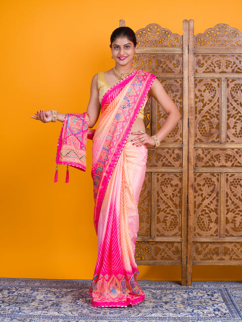 KcPc New Crepe Silk Kalamkari Style Saree for Casual Wear GAN