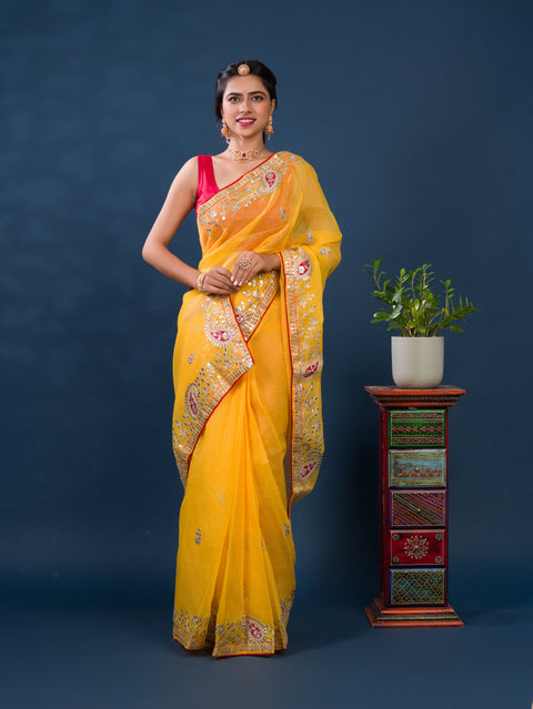 KcPc New Bikaneri Kota Doria Gotapatti Work Mangal Path Special Saree