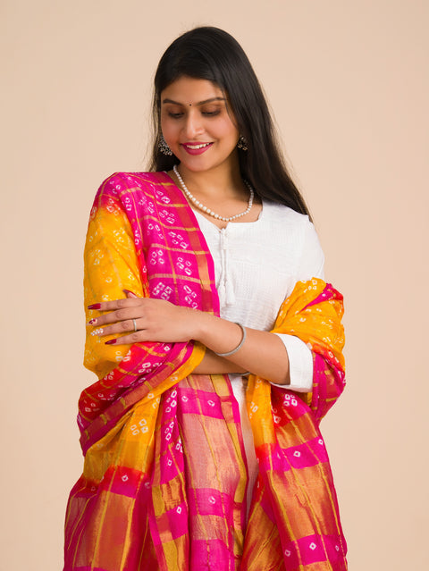 KcPc Traditional Ghatchola Bandhani Art Silk Dupatta