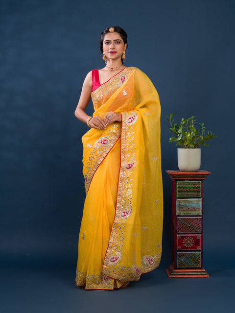 KcPc New Bikaneri Kota Doria Gotapatti Work Mangal Path Special Saree
