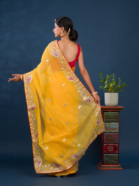 KcPc New Bikaneri Kota Doria Gotapatti Work Mangal Path Special Saree