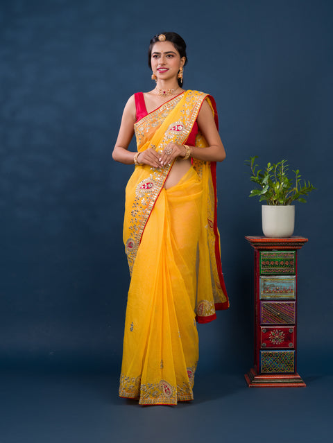 KcPc New Bikaneri Kota Doria Gotapatti Work Mangal Path Special Saree
