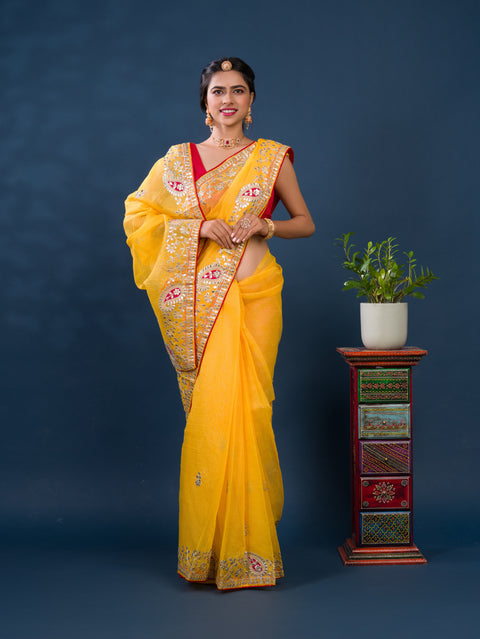 KcPc New Bikaneri Kota Doria Gotapatti Work Mangal Path Special Saree