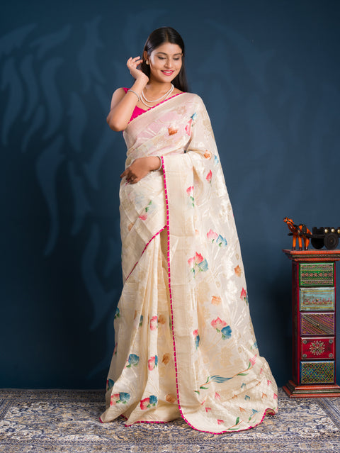 By Printed Saree With Casual wear