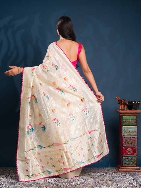 By Printed Saree With Casual wear