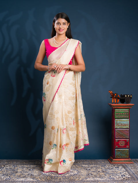 By Printed Saree With Casual wear
