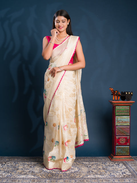 By Printed Saree With Casual wear