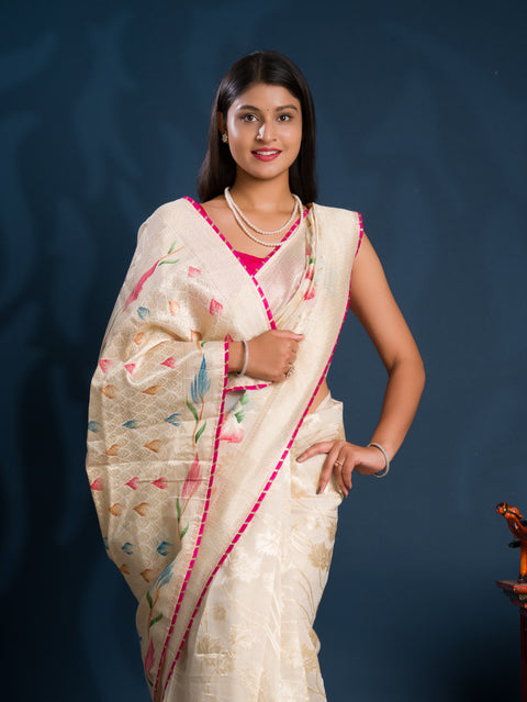 By Printed Saree With Casual wear