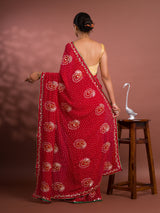 ByNew Chiffon Bandhani Style With Gotapatti Work Saree