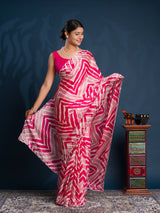 By Zig zag Style With Kashida Tari Work Saree