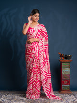 By Zig zag Style With Kashida Tari Work Saree