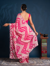 By Zig zag Style With Kashida Tari Work Saree