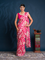 By Zig zag Style With Kashida Tari Work Saree