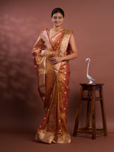 KcPc Pure Banarasi Crush Tissue silk Handloom Zari Border Saree INA