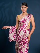 By Zig zag Style With Kashida Tari Work Saree