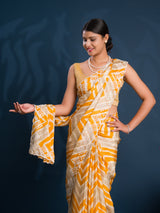 By Zig zag Style With Kashida Tari Work Saree