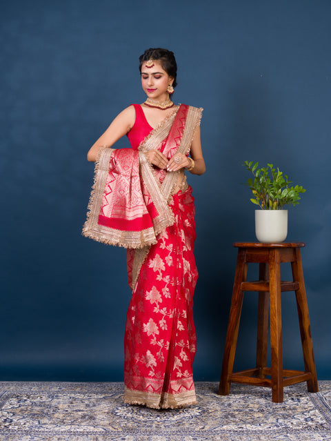 KcPc Special Tissue silk Banarasi Style With Tari BorderWork Saree AST