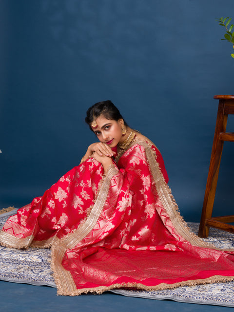 KcPc Special Tissue silk Banarasi Style With Tari BorderWork Saree AST