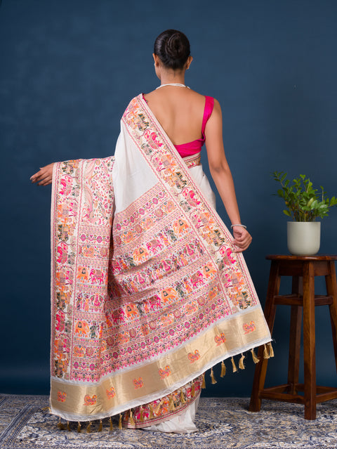KcPc New Designer Kashmiri Pashmina Silk Weaving Saree VJT