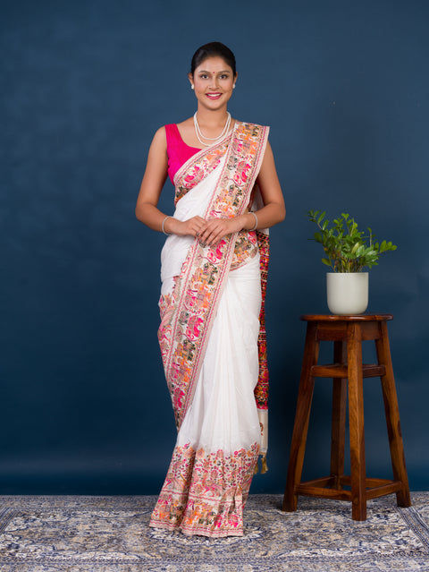 KcPc New Designer Kashmiri Pashmina Silk Weaving Saree VJT