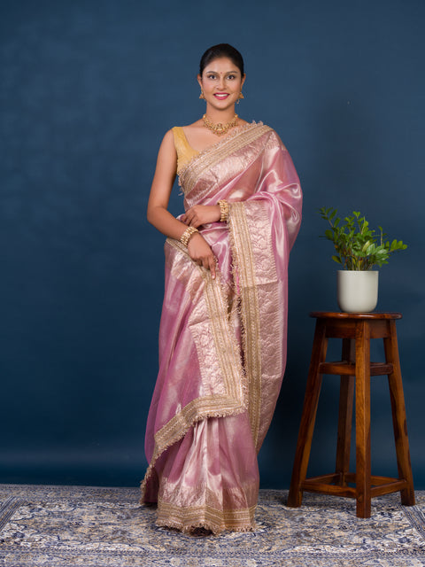 KcPc New Pure Banarasi Handloom Heeramandi look katan silk Tissue Fabric sare  INA