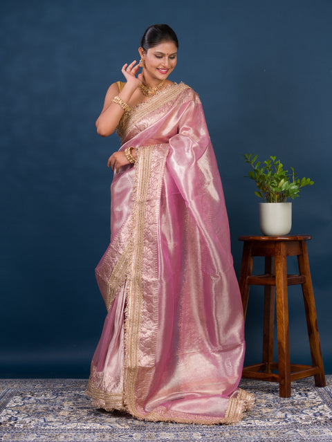 KcPc New Pure Banarasi Handloom Heeramandi look katan silk Tissue Fabric sare  INA