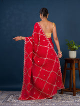 By New Designer Chinon Silk Saree with Traditional Gotapatti Work